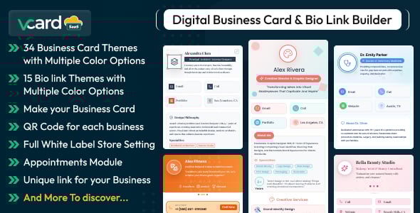vcard-saas-preview vCard SaaS - Digital Business Card Builder - Bio Links Builder - Image 1